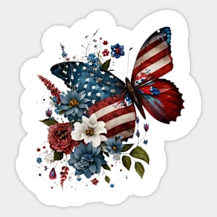 Patriotic Butterfly, 4th of July Design Sticker